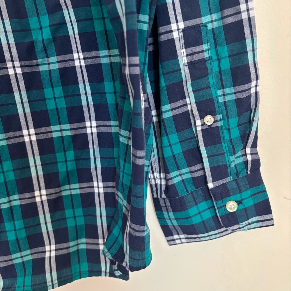 Chaps Men's Navy and Teal Plaid Shirt - Picture 5 of 5